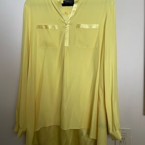 Lafayette 148 New York Yellow Asymmetrical Long Sleeve Blouse